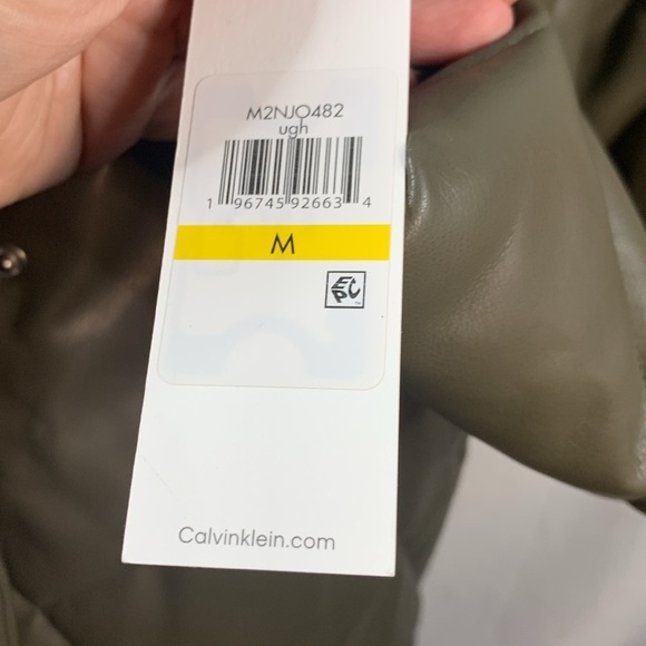 Calvin Klein Green Faux Leather Quilted Coat- NWT - Picture 15 of 17